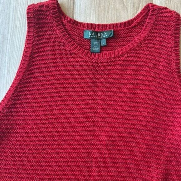 Ralph Lauren Womens Red Crew Neck Cotton Jumper Vest - Picture 2 of 4